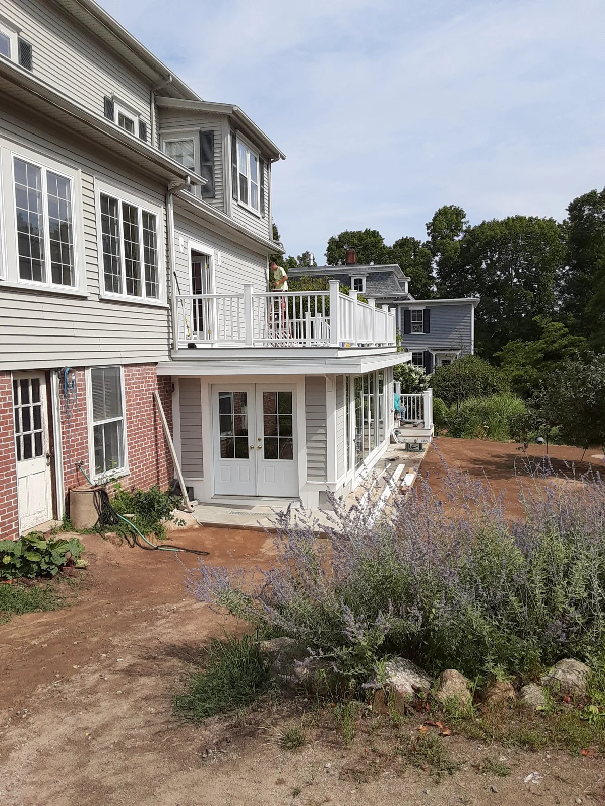 Deck construction in progress, Deck addition, West Warwick, RI