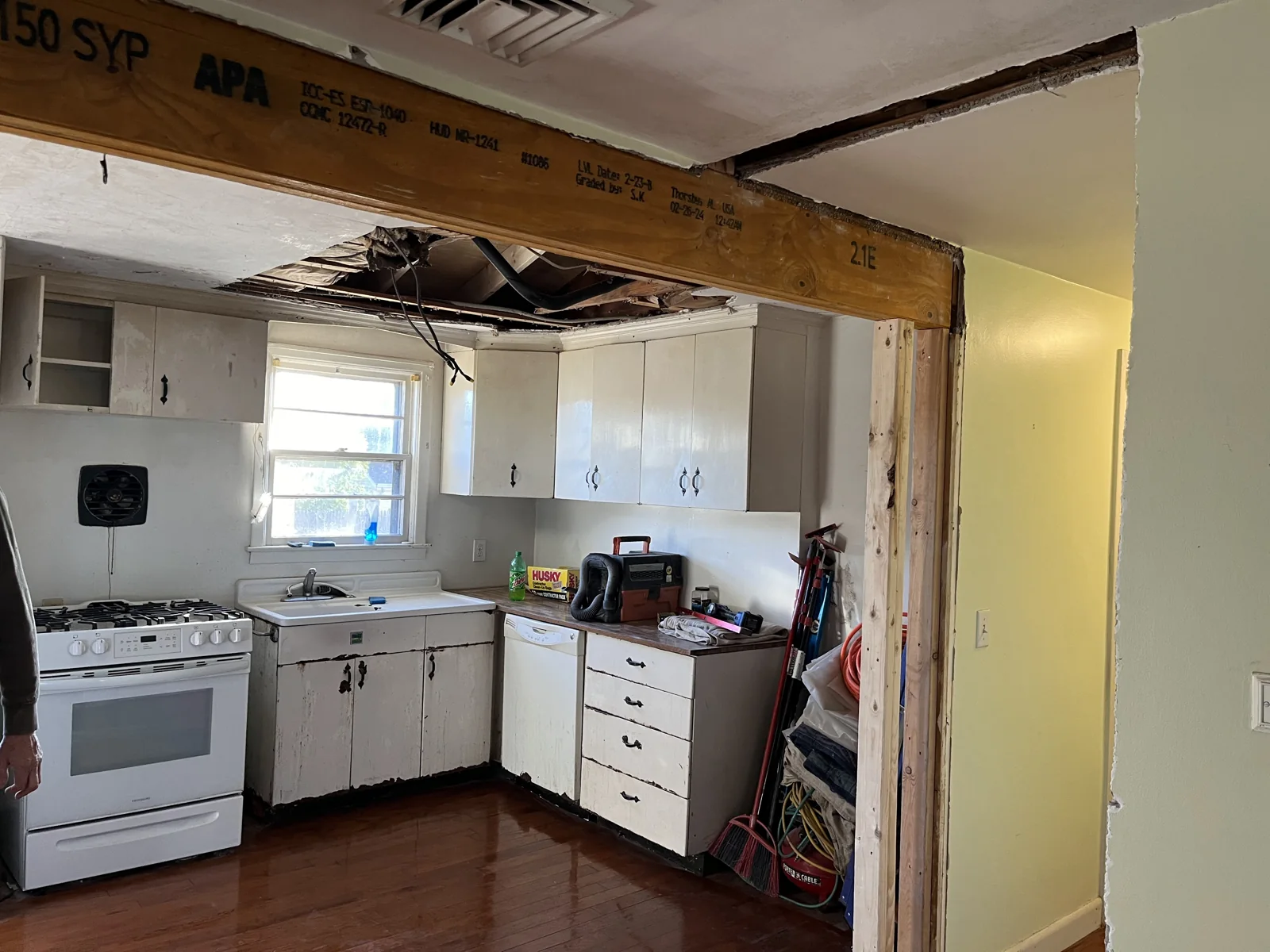 Kitchen opening during construction, Kitchen & bathroom remodel, Warwick, RI