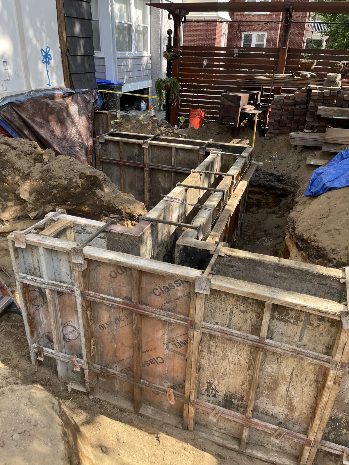 Foundation formwork, Garage & garden roof deck, Providence, RI