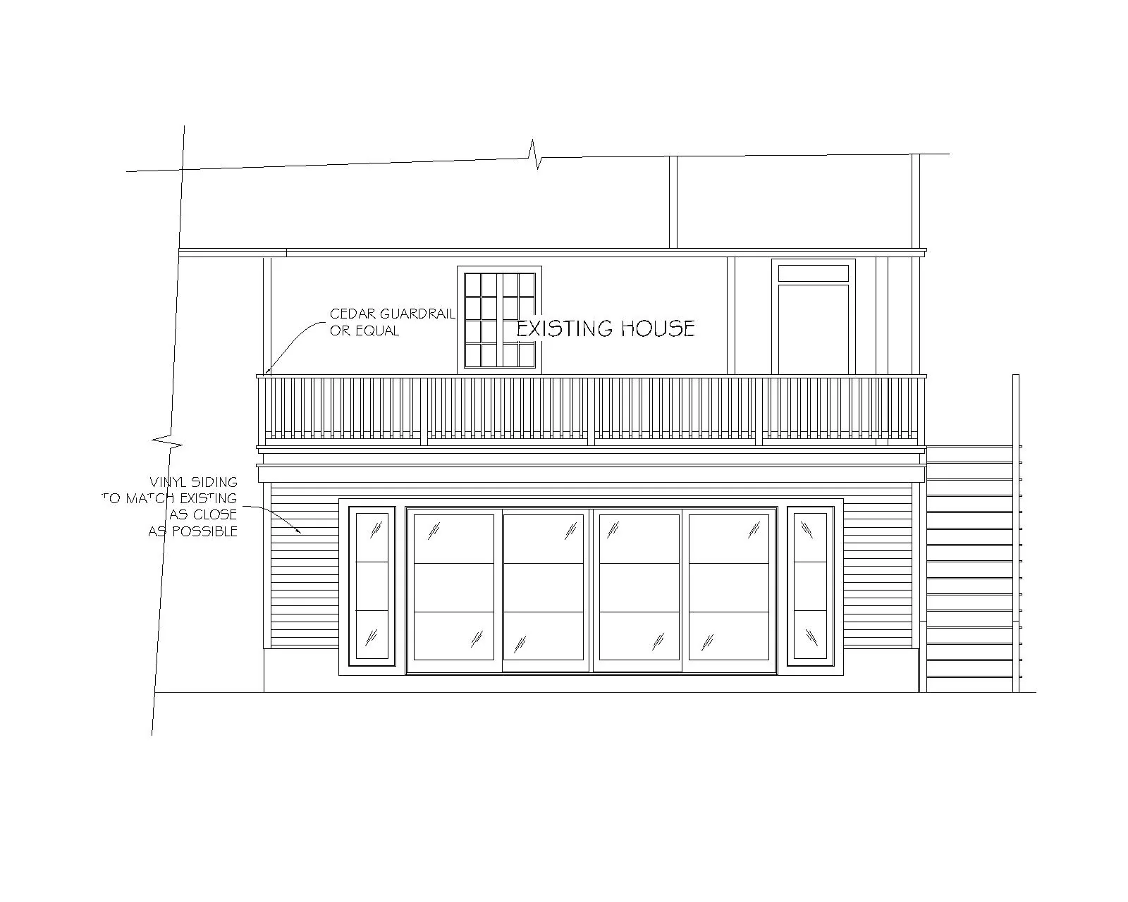 Project elevation drawing, Deck addition, West Warwick, RI