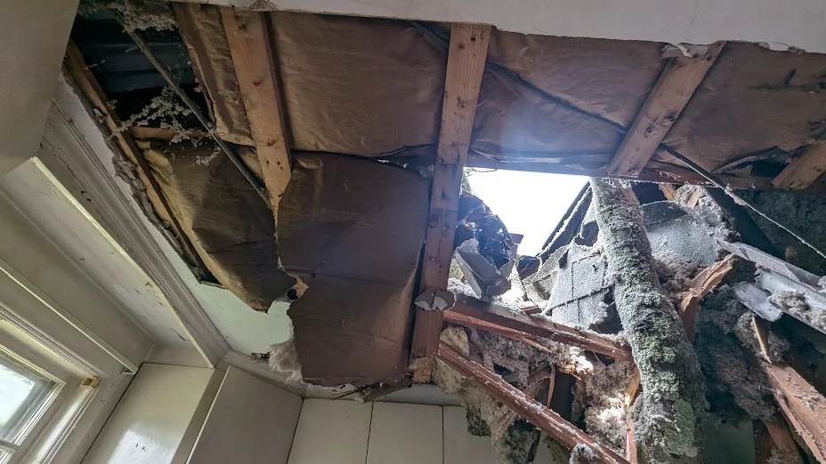 Roof damage above the kitchen, Kitchen & bathroom remodel, Warwick, RI