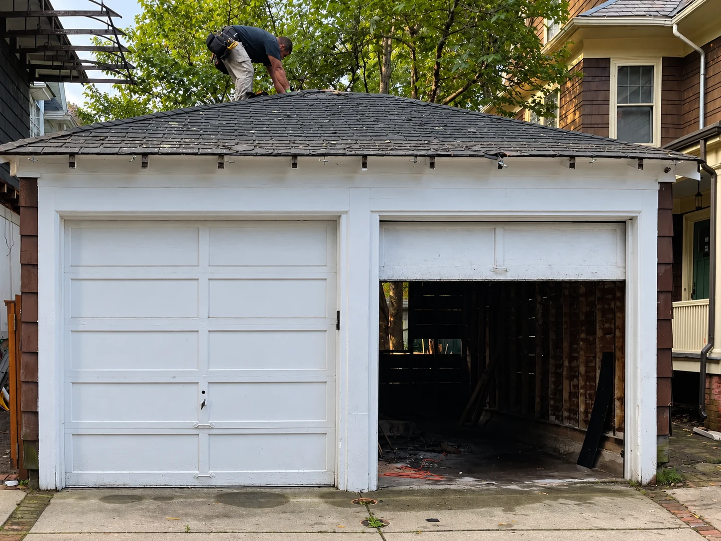 The original garage., Garage & garden roof deck, Providence, RI
