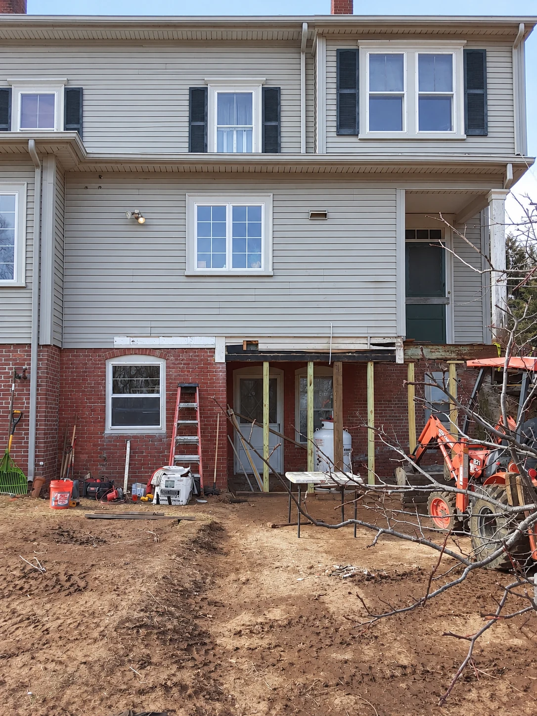 Support columns during construction, Deck addition, West Warwick, RI