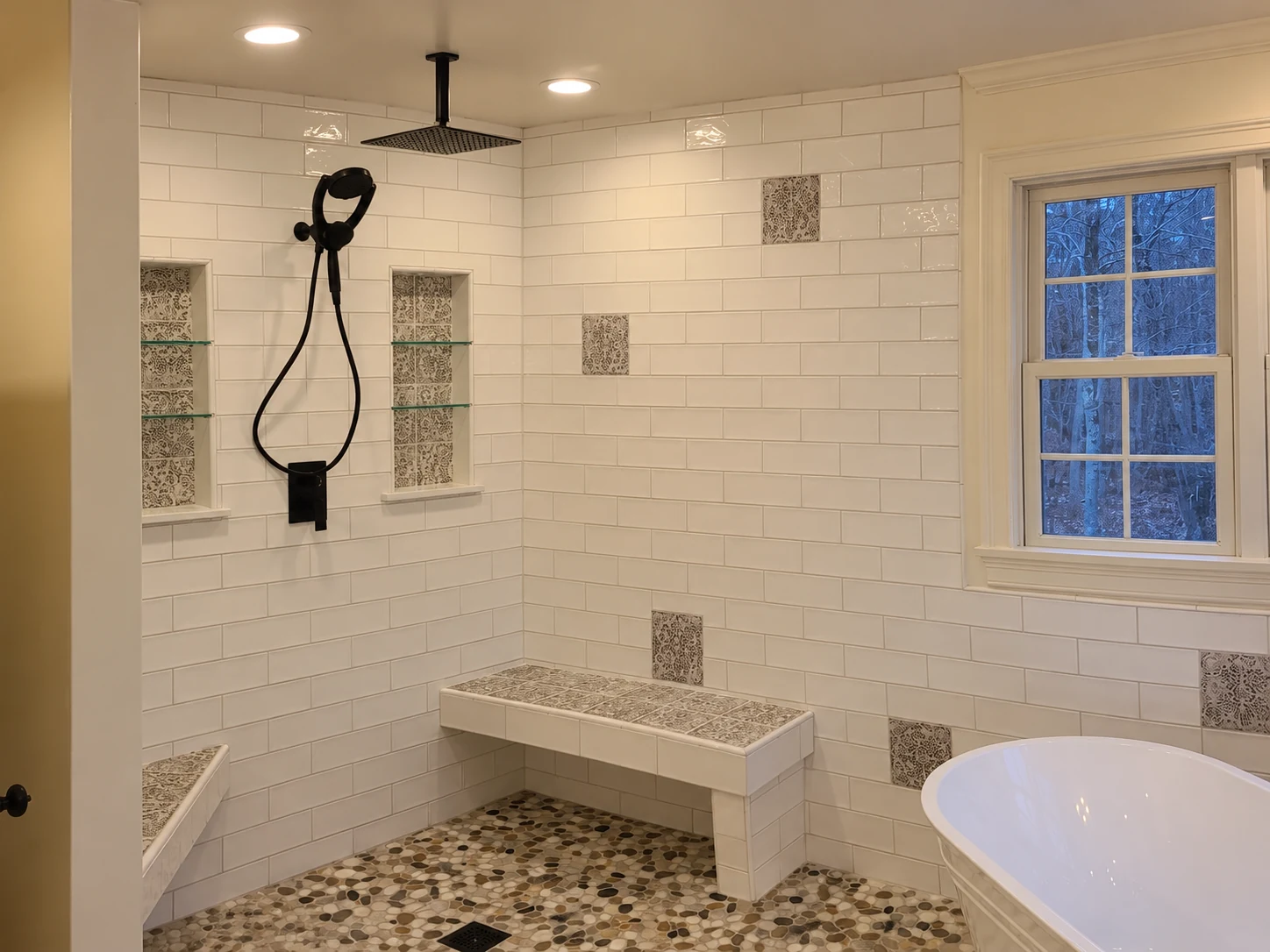 Open-entry shower and bathtub, Bathroom remodel, East Greenwich, RI